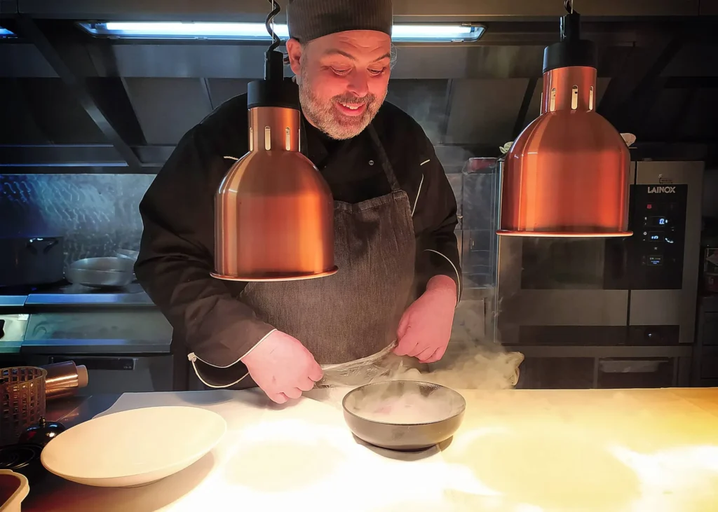 Ristorante di pesce Bergamo foto dello Chef Valerio Veneroni del ristorante l'Angolo